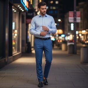 Canali Italy Men’s 46/18 Light Blue Textured Cotton Dress Shirt Made in Italy